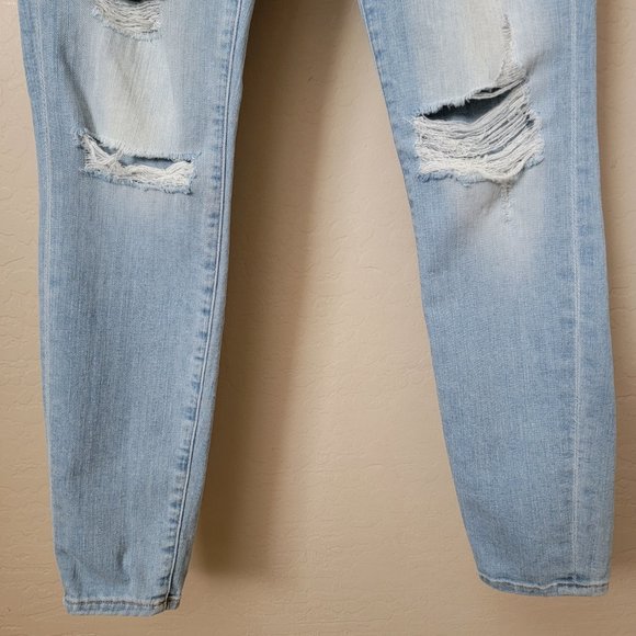 Good American Distressed Light Wash Good Legs Skinny Jeans - Picture 6 of 14